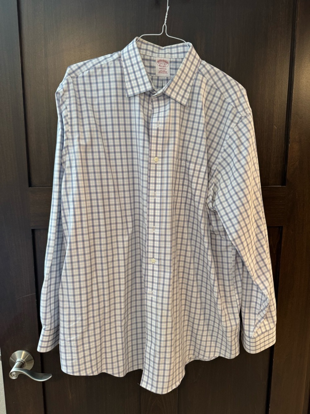 Brooks Brothers Light Blue and White Windowpane Dress Shirt